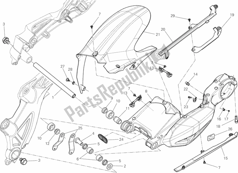 Todas as partes de Braço Oscilante do Ducati Diavel FL 1200 2017